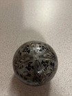 Vintage Lacquer Hand Painted Trinket Jewelry Box Etched Incised 3 