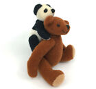 Little Gem Teddy Bear 3in Miniature Piggybacking Panda 2in Jointed Fuzzy Felt