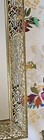 Vtg Vanity Tray Metal Rectangle Mirror Gold Tone Ornate Filigree Amber Stones
