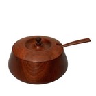 Mid Century Danish Modern Teak Wood Bowl With Lid   Spoon