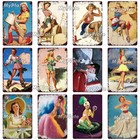 Pinup Girl Poster Vintage Metal Sign Tin Vintage  Decoration Home 8x12 