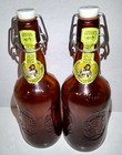Vintage Grolsch Beer Bottle Amber Brown Lot Of 2 W Labels   Porcelain Caps Glass