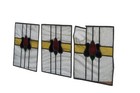 Set 3 Victorian Floral Leaded Stained Glass Window Panels Architectural Salvage