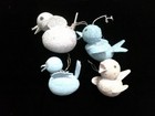 Vtg 50s Lot Of 4 Putz Mica Bird Christmas Ornaments 1 Candy Holder Made In Japan