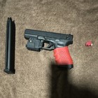 Glock 18c Gas Airsoft Pistol W  Extended Magazine   Tactical Light  Black red