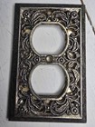 Vintage Antique Brass Ornate Outlet Cover Plates Lot 2 Filigree Paisley Metal