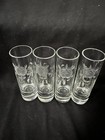 4 Vintage Cordial Shot Glasses With Handles Crystal Glass Floral Etched