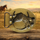 Horse Horseshoe Belt Buckle Western Cowboy Two Tone Gold Silver Metal