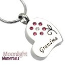 New Grandma Heart Flower Cremation Urn Keepsake Ash Silver Memorial Necklace