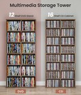 Dvd Storage Tower 16 Shelf Media Rack Adjustable Cd Bookcase Organizer