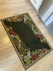 Vintage Hand Hooked Wool Rug Leaves  And Blueberries