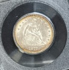 1877 Cc Seated Liberty Quarter   Carson City Minted Silver Toned 25c