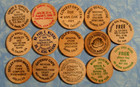 Lot Of 14 Different Vintage California Wooden Nickels Token Coin Collection Ca