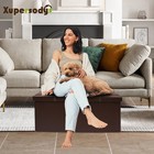 30 Inches Folding Storage Ottoman Bench  Faux Leather Footstool Ottoman  Stor   