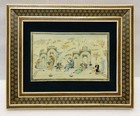 Vintage Persian Miniature On Plaque Banquet In Khatam Frame