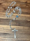 Vtg Faceted Crystal Sterling Silver Rosary W virgin Mary Miraculous Blue Medal