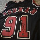 Dennis Rodman Chicago Bulls Jersey Black Autographed Authentic Sports Ink