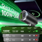 100w Super Fast Car Charger Usb Pd 2-in1 Cigarette Lighter Adapter Temp Control