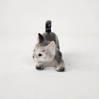 Ceramic Gray Tabby Cat Figurine Playful Kitty Cat Statue Vintage 80s Cottagecore