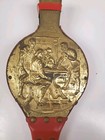 Vintage Air Blower  Wood Brass And Leather fireplace Decor Made In England 