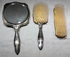 Vintage 1950-60 s Silver Plated Mirror And Brush Vanity Set Good Condition