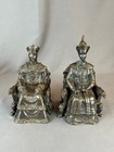 2 Chinese Patinated Bronze Figures Statues Of Emperor   Empress Qing Dynsasty