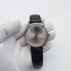 Akribos Xxiv Men Watch Round Dial 40mm Black Leather Band Silver Tone Casual 