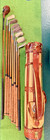 Player Hickory Wood Shaft Scottish Irons   Belding Caddy Bag