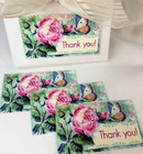 Business Card Thank You Cards Tags Pink Rose  Blue Butterfly 3 5x2 