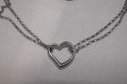 Vtg 10k White Gold Floating Heart Charm 10-1 4  Rolo Chain Bracelet Or Anklet 