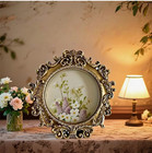 Picture Frame- Round Wooden Photo Frame 6x6   Elegant Gold Ornate Frame