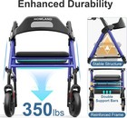 Foldable Rollator Walkers With Seat  8   Big Wheels  350 Lb Weight Capacity