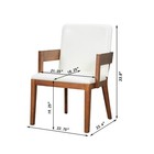 Modern Walnut Wood   White Glossy Pu Leather Upholstered Dining Chairs Set Of 2