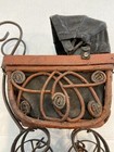 Vintage Stroller Wicker Wood Iron Small Buggy Carriage Miniature 9    X 7    X 4   