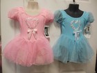 Puff Sleeve Girls Ballet Dance Dress Chiffon Skirt Embroidered Heart 2 Colors
