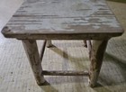 Vintage Rustic Wood Stool Hand Painted White  8x7x 6 1 2  Inches  Small