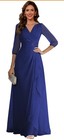 Chiffon Mother Of Bride Mermaid Plated Long Formal Dress Size 14 Royal Blue