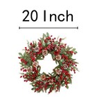 Vgia 20 Inch Christmas Wreath For Front Door Snowy Winter Wreath For Christma   