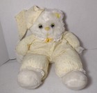 Vtg Yellow Cat Bear Plush Stuffed Toy 15  Pajamas Sleeper Soft Floppy Lace Star