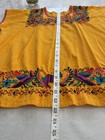 Handmade Mexican Embroidered Huipil Blouse Coral Floral Bird Tunic Boho Oaxaca
