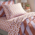 Twin Purple Flowers Kids  Sheet Set Machine Washable