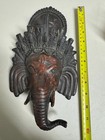 Antique Nepal Ganesha Wall Mask   Hand-carved Wood Resin Hindu Elephant Art Rare