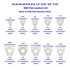 360pcs  2 To 7 16  304 18-8  Stainless Steel Sae Flat Washers Assortment    
