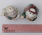 Vintage Fitz And Floyd Christmas Quilt Mr    Mrs  Santa Salt And Pepper Shakers