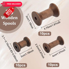 Benecreat 30pcs 3 Sizes Antique Wooden Empty Spools  Thread 3 Colors
