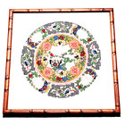 Vintage Silk Chinese Framed Lobed Petals Embroidery Artwork 19x19 Inches