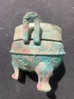 Wonderful Chinese Bronze Incense Burner W inlay Hetian Jade  dragon  Cover