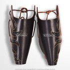 1 Pair Medieval Leather Armor Arm Bracers With Straps Larp Renaissance Costume
