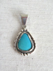 Vintage State Sterling Silver Turquoise Navajo Pendant Signed 1 75  H
