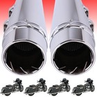Dna 4  Chrome Megaphone Slip-on Mufflers Exhaust Pipes For 95-16 Harley Touring